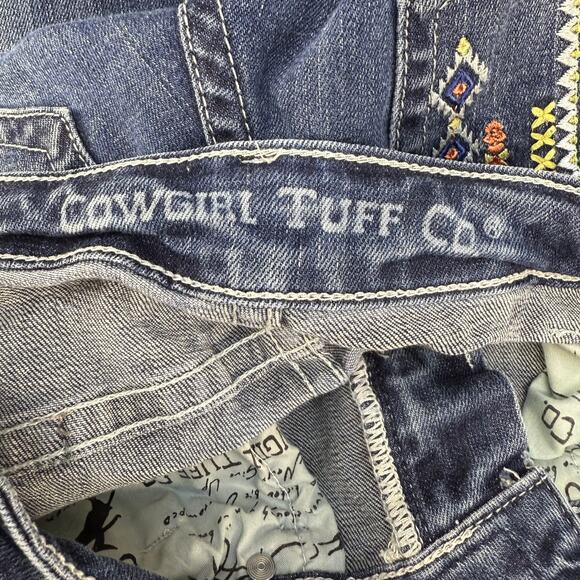 Cowgirl Tuff Jeans Women's 24x33 (0) Blue Aztec Mustang Boot Cut Embroidered - Picture 9 of 16